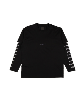 Givenchy Black Cotton Oversized Double Sleeve Logo T-Shirt