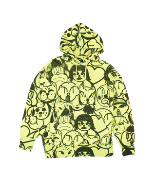 Givenchy Fluorescent Green Cotton Allover Family Hoodie
