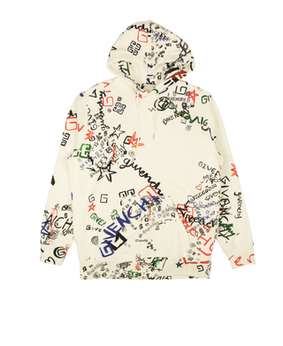 Givenchy Classic Fit All Over Print Hoodie - Off White/Multi