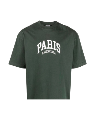 Balenciaga Logo T-Shirt - Dark Green/White